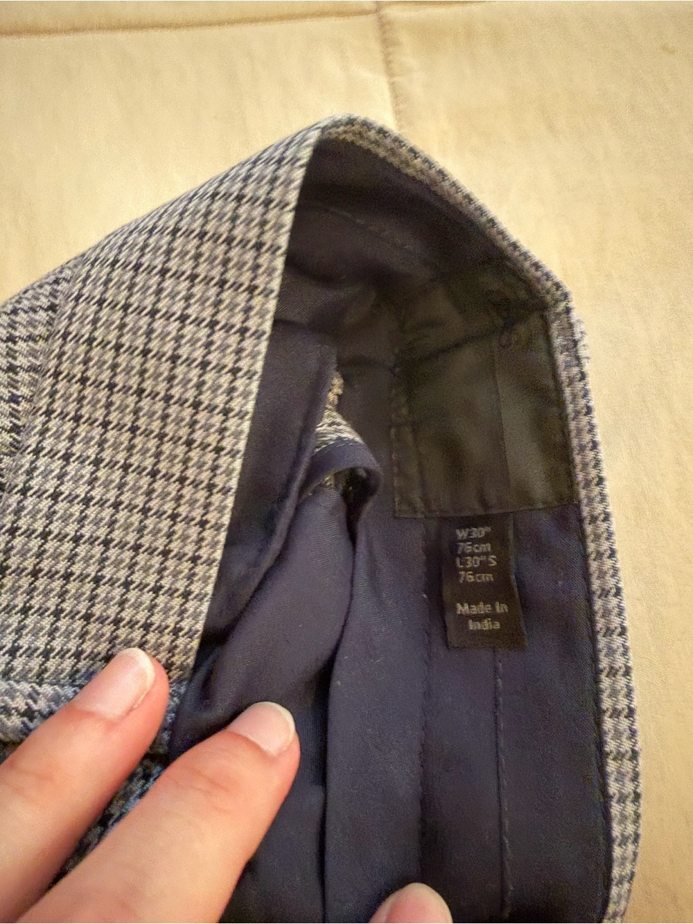 ASOS Blue Mini-Check Dress Pants - Picture 3 of 3